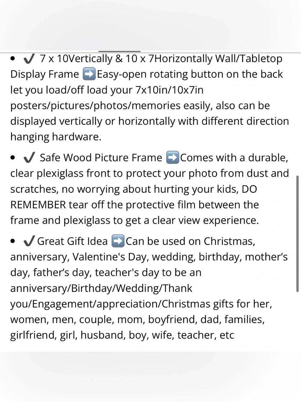 Solid Wood Picture Frame HD Plexiglass 7x10” BROWN Tabletop or Wall Mount